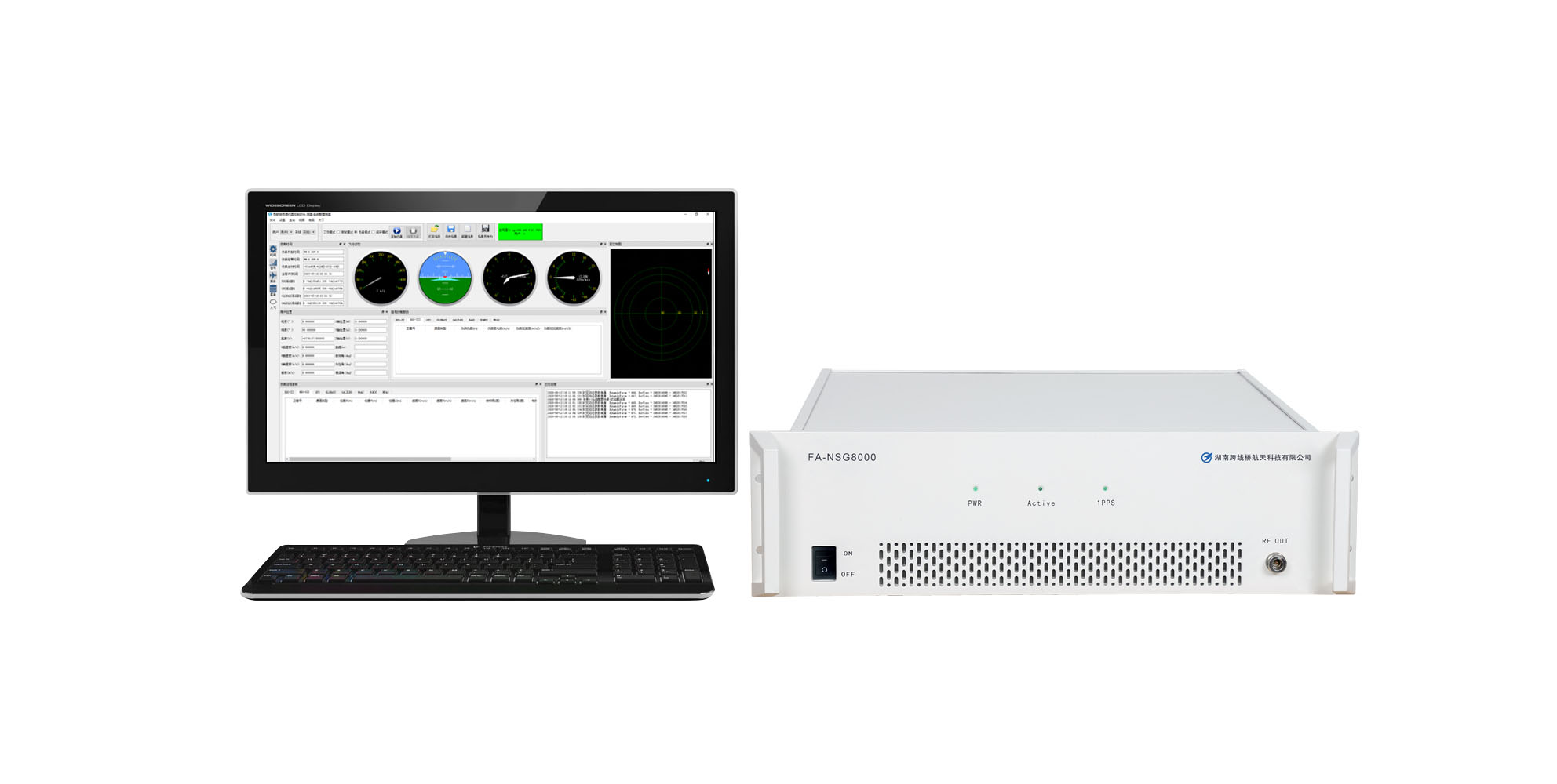 NSG8000 GNSS signal simulator with a connected PC control setup