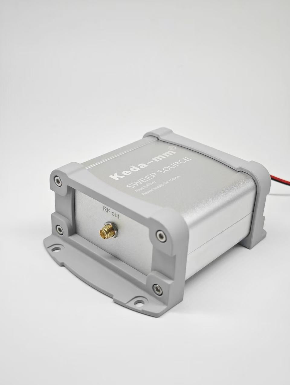 RF sweep source module in a 5.8 GHz configuration with an RF OUT connector and external power leads
